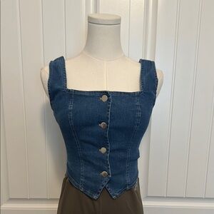 Denim button up top